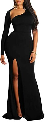 #ad Women#x27;s Sexy Elegant One Shoulder Backless Split Party Club Evening Long Dress $29.99