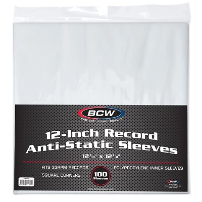 #ad BCW 12quot; Vinyl Record Anti Static Inner Sleeves for 33RPM Albums 100 pack $18.95