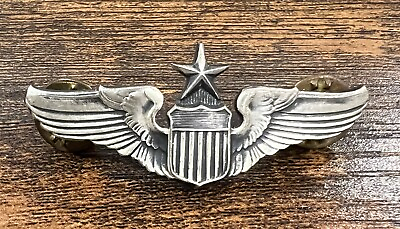 #ad WWII US Army Air Corps Senior Pilot Wings .925 Sterling Silver 2” Clutch Back $79.99