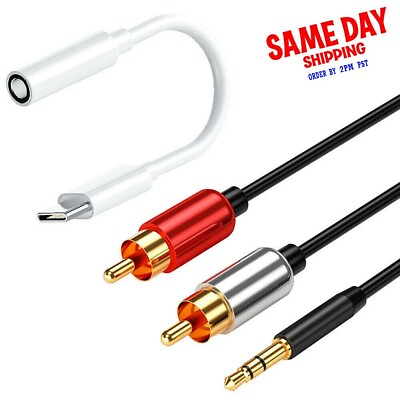 #ad 2in1 Type C to 3.5mm Jack Audio Adapter RCA Cable f Samsung Galaxy S20 Ultra USA $28.95