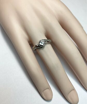#ad 10k White Gold Princess Round Diamond 0.15 CT Engagement Ring $239.00