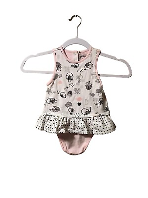 #ad Deux par Deux Baby Girls#x27; Ruffle Romper Bird White Pink Size 12 Months $5.90