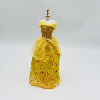 #ad BARBIE DISNEY Princess Yellow Doll DRESS Sparkle GOWN $6.99