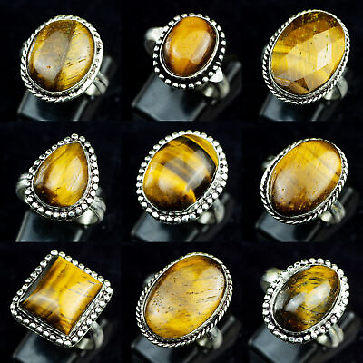 #ad New Arrive Tiger Eye Gemstone 925 Sterling Silver Plated Wholesale Lot Rings $135.00
