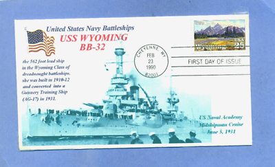 #ad USS WYOMING BB 32 WW II Battleship named: State Wyoming Blue Photo F Day # 2444 $3.90