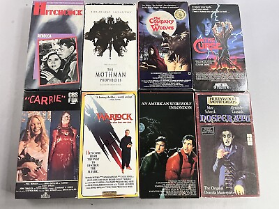 #ad 8 Lot Vintage VHS Horror Cult Classic Movies Werewolves Nosferatu Hitchcock $39.00