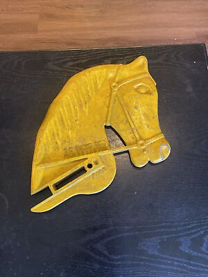 #ad Vintage J.E. Burke Playground Swing Glider Horse Head Original Yellow Paint $80.00