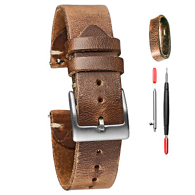#ad Leather Watch Bands Horween Leather Watch Strap for Men Women 18mm 20mm 22mm $24.99