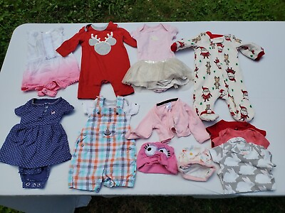 #ad 14 PIECES Baby Girls NEWBORN Clothing Lot 2 $25.00