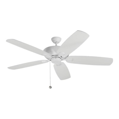 #ad Classic 5 Blade 60 Inch Ceiling Fan with Pull Chain Rubberized White Finish $230.22