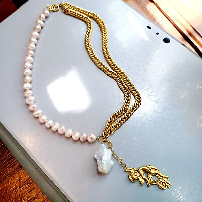 #ad Fabulous Japanese Fresh Pearl amp; Baroque Pearl Necklace Length 17.5quot; $139.00