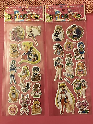 #ad 2Set Sailor Moon puffy stickers two sheets w Tuxedomask $3.00