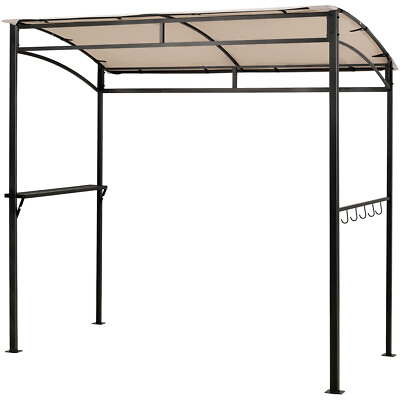 #ad 7#x27;x4.5#x27; Grill Gazebo Outdoor Patio Garden BBQ Canopy Shelter Storage Hook Beige $139.99