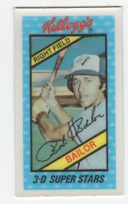 #ad 1980 Kellogg#x27;s 3 D Super Stars Bob Bailor #16 Toronto Blue Jays $1.99