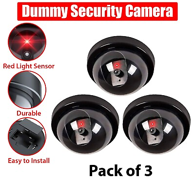 #ad Fake Dummy Dome CCTV Surveillance 3 Packs Security Camera with LED Sensor Light $9.69