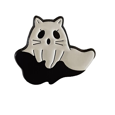 #ad Spooky Ghost Cat Enamel Pin Cute Goth Celestial Halloween Collectable Kitty Pin $8.99