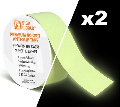 #ad 2quot;x30FT Glow in the Dark Anti Slip Safety Grip Tape 80 Grit 2PK 60FT $42.99
