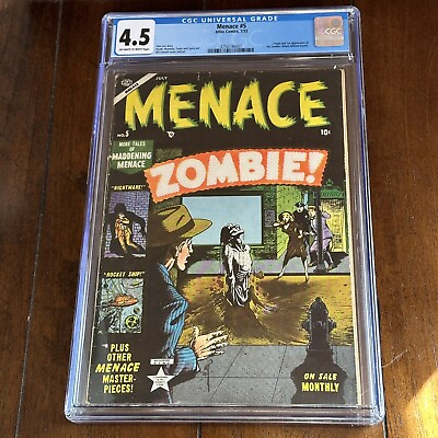 #ad Menace #5 1953 PCH Pre Code Horror Bill Everett Cover 1st Zombie CGC 4.5 $3400.00