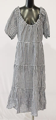 #ad Mango Women#x27;s Check Pattern Midi Dress JH9 Black Size US:4 EUR: S NWT $12.75