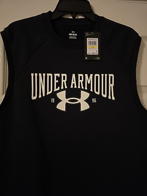 #ad Under Armour Men#x27;s Rival Fleece Sleeveless Crew Black Color Medium Size. $30.00