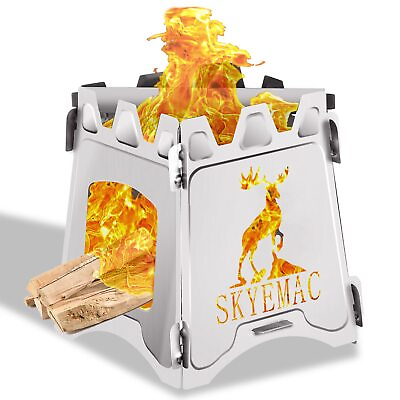 #ad SKYEMAC Portable Camping Wood Burning Stove Small Folding Camp Stove Collap... $29.22