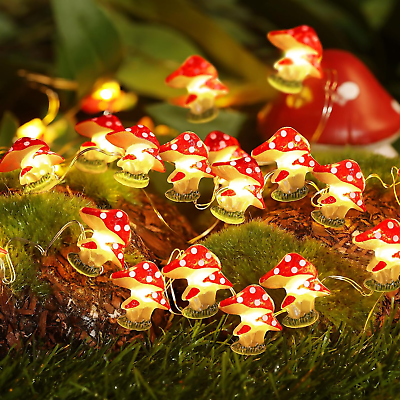 #ad Mushroom Decor Room Cottagecore Decor Gifts for Kids String Lights 10FT 30Leds M $23.68