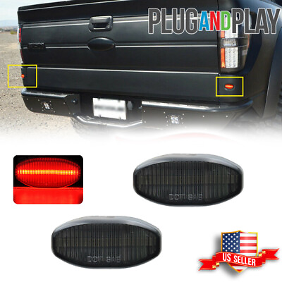 #ad Black Lens Rear Side Marker Lamps Red LED Lights For 2010 14 Ford F 150 Raptor $14.99