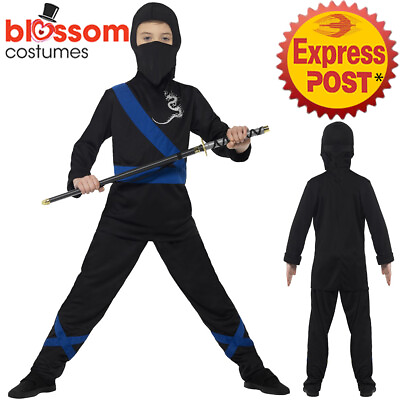 #ad CK997 Black Blue Ninja Child Kids Warrior Kungfu Boys Fancy Book Week Costume AU $34.50