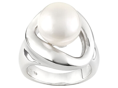 #ad Round White Cultured Freshwater Pearl Rhodium Plated Sterling Silver Ring $295.47