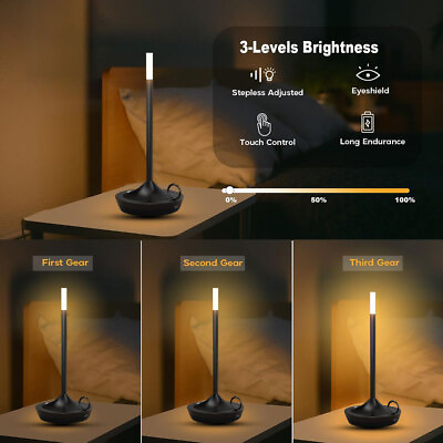 #ad Innovative Dimmable Candle Lamp USB Rechargeable Cordless Desk Table Light Lamp $34.09