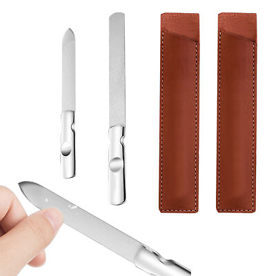 #ad 2pcs Metal Stainless Steel Double Sided Nail File Finger Short Long Home Salon $7.67