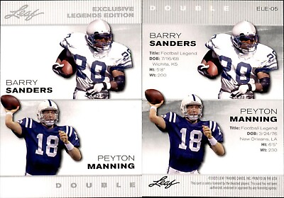 #ad 2023 Leaf Legends Edition Barry Sanders Peyton Manning #ELE 05 Colts Lions $4.95