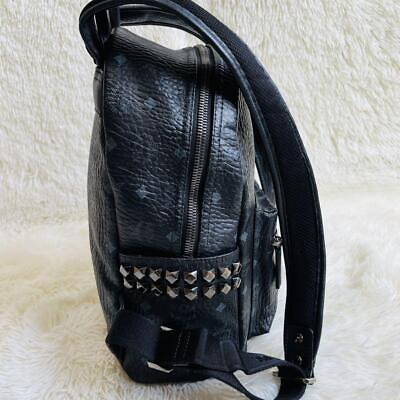 #ad MCM Monogram Visetos Pattern Backpack Studs Black Leather Metal w guarantee card $563.27