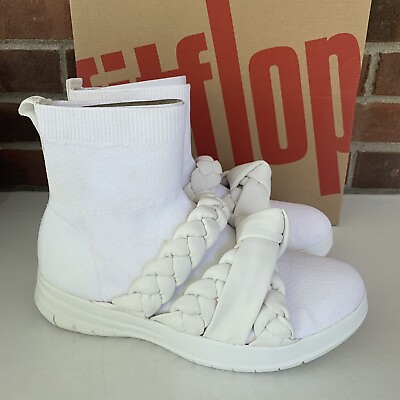 #ad Fitflop Womens Uberknit Braid White High Top Sneakers US 9 M $30.25