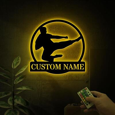 #ad Custom Boy Karate Martial Arts Metal Wall Art with LED Light Kid Karate $466.54