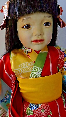 #ad JUNKO handmade OOAK Japanese girl art doll by Kimiko Aso doll artist Kyoto Japan $200.00