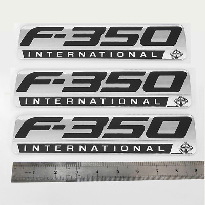 #ad 3x OEM F350 International Emblems 3D Side Fender for fits F 350 F Chrome Black $41.53