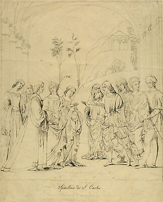 #ad Rare Antique Master Print Marriage Valerian and St. Cecilia Francia Canuti 1829 $499.50