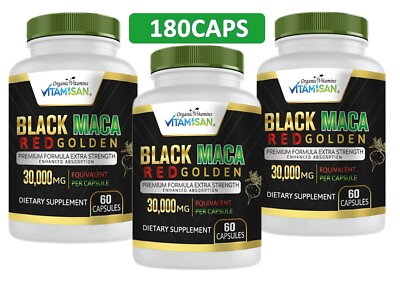 #ad Black red gold Maca 30000 Higher Potency Than Regular Maca Lepidium Meyenil 180 $18.79