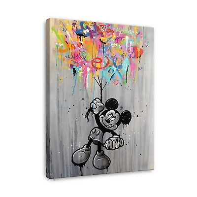 #ad Trendy Mickey Cartoon Wall Art Framed Canvas Print Kids Room Decor Pop Art $23.01