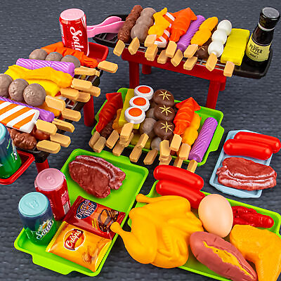 #ad Pretend Play BBQ Grill Kids Dinner Playset with Food Utensils $11.34