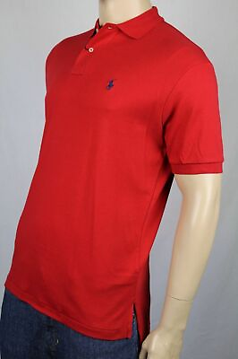 #ad Polo Ralph Lauren Red Interlock Polo Shirt Navy Blue Pony Classic Fit NWT $62.49
