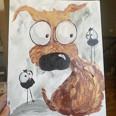 #ad Birdsdogbirdie Painting On Canvas Board 8 10 animalsartworkcutefunny $28.00