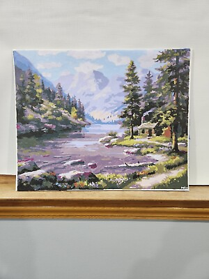 #ad Original Acrylic Painting Forest Cottage Landscape $45.00