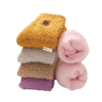 #ad 5 PAIRS Kids Warm Woolen Winter Socks for Kids Cartoon Fuzzy Fur Socks Winter $49.90