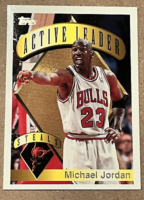 #ad 1995 96 Topps Active Leader Steals Michael Jordan #4 Chicago Bulls NBA LEGENDS $1.89