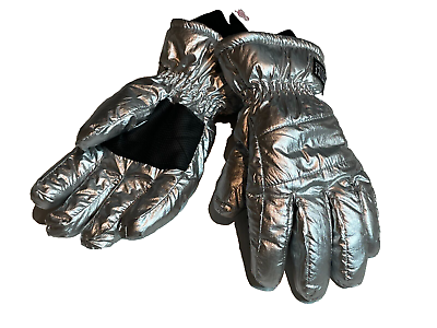 #ad NWT Justice Girls Metallic Silver Fleece Lined Snow Winter Ski Gloves Insulated $14.99