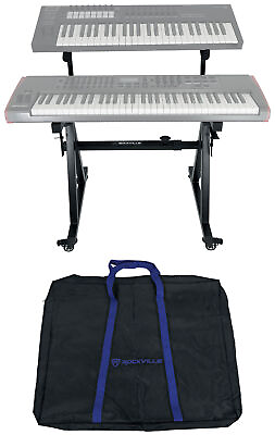 #ad Rockville Z45W Z Style 2 Tier Keyboard StandWheelsBagAdjustable HeightWidth $89.95