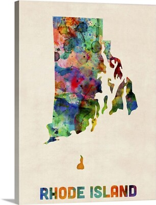 Rhode Island Watercolor Map Canvas Wall Art Print Map Home Decor $329.99