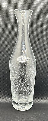 #ad VTG BLENKO Clear Crackle Glass 9.5” Bud Vase With Sticker GLOWS Manganese RARE $75.00